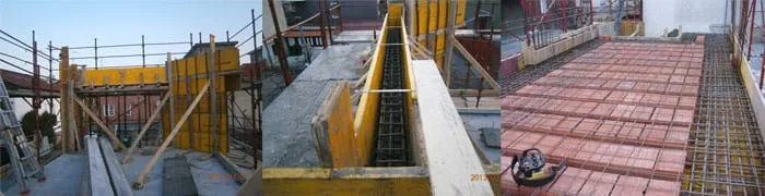 Opere strutturali in cantiere dell'Impresa Ippolito: casseri, armature e solaio